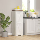 HOMCOM 47" H Farmhouse Storage Cabinet with Adjustable Shelf for Living Room - White-Anti-tipping design allows you to secure it to the wall for added safety 