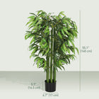 HOMCOM 4.6' Artificial Bamboo Tree for Home Decor - Green - 2 Pack-Comes in a solid nursery pot for stability 