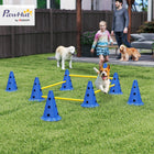 PawHut Portable Dog Agility Hurdle Cone Set with 8 Cones, 8 Poles and Carry Bag - Blue-Boosts concentration, fitness and coordination 