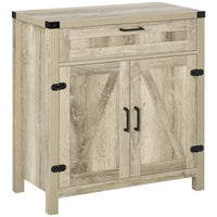 HOMCOM 29.9" L Sideboard Buffet Cabinet - Brown-Farmhouse design with barn door style door makes your home more appealing