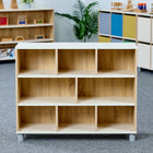 Beleduc Furniture - Palermo Closed Back 8-Cube 3-Layer Classroom Wooden Shelf - Natural Grain-Suitable for use with castors