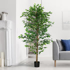 HOMCOM 6' Artificial Ficus Tree for Home Decor - Green-Low maintenance required 