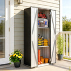 Outsunny Outdoor Storage Shed with Double Doors - 29.9" x 21.7" x 70.1" - Dark Grey-Customize your space with three adjustable shelves, suitable for organizing various tools and bulky items

