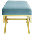 Modway Rove Velvet Performance Velvet Bench - Sea Blue-Gold Stainless Steel Base