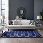 Modway Solvea Moroccan Trellis Shag Area Rug - 5 ft W x 8 ft L - Navy/Ivory-Gripping Jute Fabric Underside 