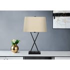 Monarch Specialties 25" H Transitional Table Lamp - Black Metal / Beige Shade-Featuring a built-in on/off rocker switch and a USB port on the rectangular base to conveniently recharge your device, whether you place this accent lamp on a side table, desk, or bedside table