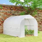 Outsunny Portable Walk-In Tunnel Greenhouse - 11.5' x 6.6' x 6.6'-Four slanted bracing tubes on the frame for extra stability
 