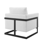 Modway Posse Upholstered Fabric Accent Chair - Black White-Matte Black Stainless Steel Frame