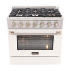 Kucht 36" KDF Series Pro Style Propane Gas Dual Fuel Range - Stainless Steel/White-Cook and bake like a pro with the extra-large convection oven with 5.2 cu. ft. of capacity, 5-rack configuration and extra-large oven window