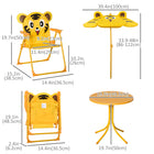 Outsunny Kids Folding Picnic Table & Chair Set Pattern Outdoor Garden Patio Backyard with Sun Umbrella - Yellow-Matching 6-bone parasol included, offering maximum shade for your child
