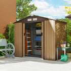 Outsunny 7' x 4' x 6' Garden Storage Shed with Steel Foundation Kit & Double Doors - Yellow-Heavy duty construction with reinforced ridged walls and a foundation kit
