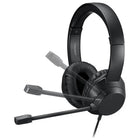 Adesso Xtream P7 USB-C On-Ear Headset with Inline Controls - Retractable Mic & Copilot Key - Black-Retractable microphone for convenient calls and gaming