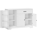 HOMCOM 44" Modern Sideboard Buffet Cabinet with Drawer & Side Storage Racks - White-A spacious top, a large drawer and two cabinets, keeping your dining essentials organised