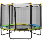 Qaba Kids Trampoline with Enclosure Net - 55" Dia. - Black-Mat-padded bungee cords for safe, spring-free design 