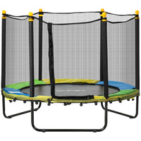 Qaba Kids Trampoline with Enclosure Net - 55" Dia. - Black-Mat-padded bungee cords for safe, spring-free design 