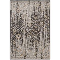 Modway Ganesa Distressed Diamond Floral Lattice Area Rug - 5 ft W x 8 ft L - Black/Beige-Distressed Diamond Floral Lattice Area Rug