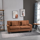 HOMCOM Modern 3-Seater Corduroy Sofa Couch with Rolled Armrests - Brown-Pocket spring cushion well adapts to the contours of your body for exceptional comfort and minimize partner disturbance   