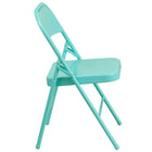 Flash Furniture HERCULES COLORBURST Series Tantalizing Teal Triple Braced & Double Hinged Metal Folding Chair-Riveted Steel Components