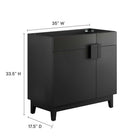 Modway Miles 36" Bathroom Vanity Cabinet - Black-Hinged Doors