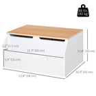 Qaba Wooden Kids Toy Box with Lid, Toy Trunk Chest with Safety Hinge - White-Large inner space for lots of storage, open front slot for books
