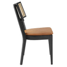 Modway Caledonia Vegan Leather Upholstered Wood Dining Chairs - Black/Tan - 2 Pack-8