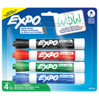 Expo Low Odour Dry Erase Markers - Chisel Tip - Assorted Colours - 4 Pack-Better erasing ink! One swipe and it’s gone. Compared overall to previous version of EXPO markers. Results vary based on surface
