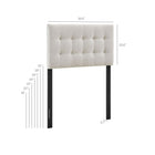 Modway Emily Fabric Upholstered Twin Size Headboard - Linen-Button Tufting