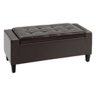 HOMCOM Storage Bench with Flip Top Ottoman - Brown-Classic appearance storage ottoman could match with most styles of house;