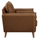 Modway Revive Upholstered Vegan Leather Accent Armchair - Brown-Wood Legs With Non-Marking Glides