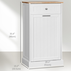 HOMCOM 10 Gallon Tilt Out Trash Sideboard Buffet Cabinet with Hidden Bin & Drawer - White-Oak wooden grain tabletop brings modern and natural style to your house 