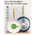 Gotham Steel Ultra Performance Ceramic and Aluminum Non-Stick Cookware 15-Piece Set - Navy with Gold Handles-Dishwasher safe: spend less time on cleanup during busy weeknights, once you're done cooking, just place your cookware into the dishwasher for a hassle-free cleaning experience