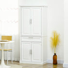 HOMCOM 72" H Kitchen Pantry Cabinet with Drawer and Adjustable Shelves - White-Drawer slides smoothly on its metal rail 
