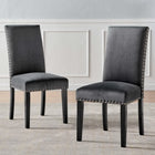 Modway Parcel Performance Velvet Dining Side Chairs - Charcoal - 2 Pack-Nailhead Trim Accents