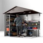 Outsunny 7.5' x 6.5' Outdoor Storage Shed with Double Doors-Apex roof design prevents water and snow build-up
