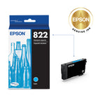 Epson T822 Ink Cartridge - Standard Capacity - Cyan-Worry-free handling - smudge, fade and water resistant prints 