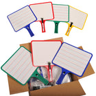 KleenSlate Blank/Lined 2-Sided Rectangular Dry Erase Paddles with Markers - Set of 10-Handheld whiteboards with 9.5" x 7.5" writing surface