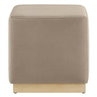 Modway Tilden 17" Square Performance Velvet Upholstered Ottoman - Taupe/Natural-Weight Capacity: 506 lbs.