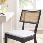 Modway Caledonia Wood Counter Stools - Black White - Set of 2-Removable Fabric Cushion