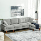 HOMCOM Changeable Sectional Sofa with Chaise Lounge - Grey-Breathable linen-feel fabric resists wrinkles and deformation