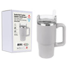Link Products Double Wall Tumbler with Plastic Straw - Grey-Double Wall