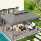 Outsunny 13' L x 10' W Gazebo Replacement Canopy Top - Light Grey-2-tier rooftop is more beautiful and helps with airflow and windy weather conditions