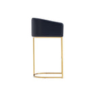 Manhattan Comfort Louvre 21" Mid-Century Modern Leatherette Upholstered Barstool - Black and Titanium Gold - 2 Pack-Seat Height: 30"'