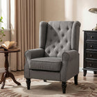 HOMCOM Fabric Accent Chair with Wood Legs - Rolled Arms for Bedroom - Charcoal Grey-Thick padded over-sized seat and backrest wraps you in comfort
