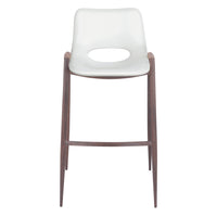 Zuo Desi Barstool - White/Walnut - Set of 2-Plush and durable faux leather fabric