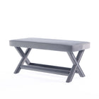 Manhattan Comfort Abigail 42.12" Mid-Century Modern Velvet Upholstered Ottoman Bench - Grey-High Quality Piped Cushion with Plush Foam Padding for Comfort and Style
