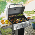 Kenmore 3 Burner Pedestal Gas Grill - Pearl-Porcelain Coated Lid & Paint Steel End Caps & Full Aluminized Steel Liner and Stainless Steel Handle.