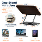 ShoppingAll Foldable Adjustable Book Holder with 360° Rotating Base and Elastic Clips - Black-Durable and Stylish - Crafted from premium wood and aluminum, this stand isn’t just functional—it’s built to last. Use it as a rotating display, paper holder for typing, or a sturdy book stand with secure page clips.