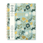 Orange Circle Studio 2027 Extra-Large Spiral Planner - 11" x 8-1/2" - Sage Floral - Bilingual-Features weekly and monthly planner pages