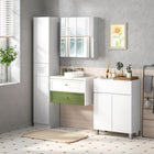 Kleankin Wall Mount Medicine Cabinet with Shelf and Mirror - High Gloss White-Mirrored doors to see easily when getting ready