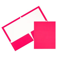 JAM Paper Laminated Two-Pocket Glossy Presentation Folders - Fuchsia Hot Pink - 6 Pack-Colour: Pink
